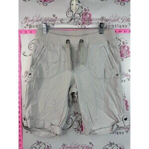 Denver Hayes short high-rise Hanna Light grey Drawstring Rolled Hem cargo